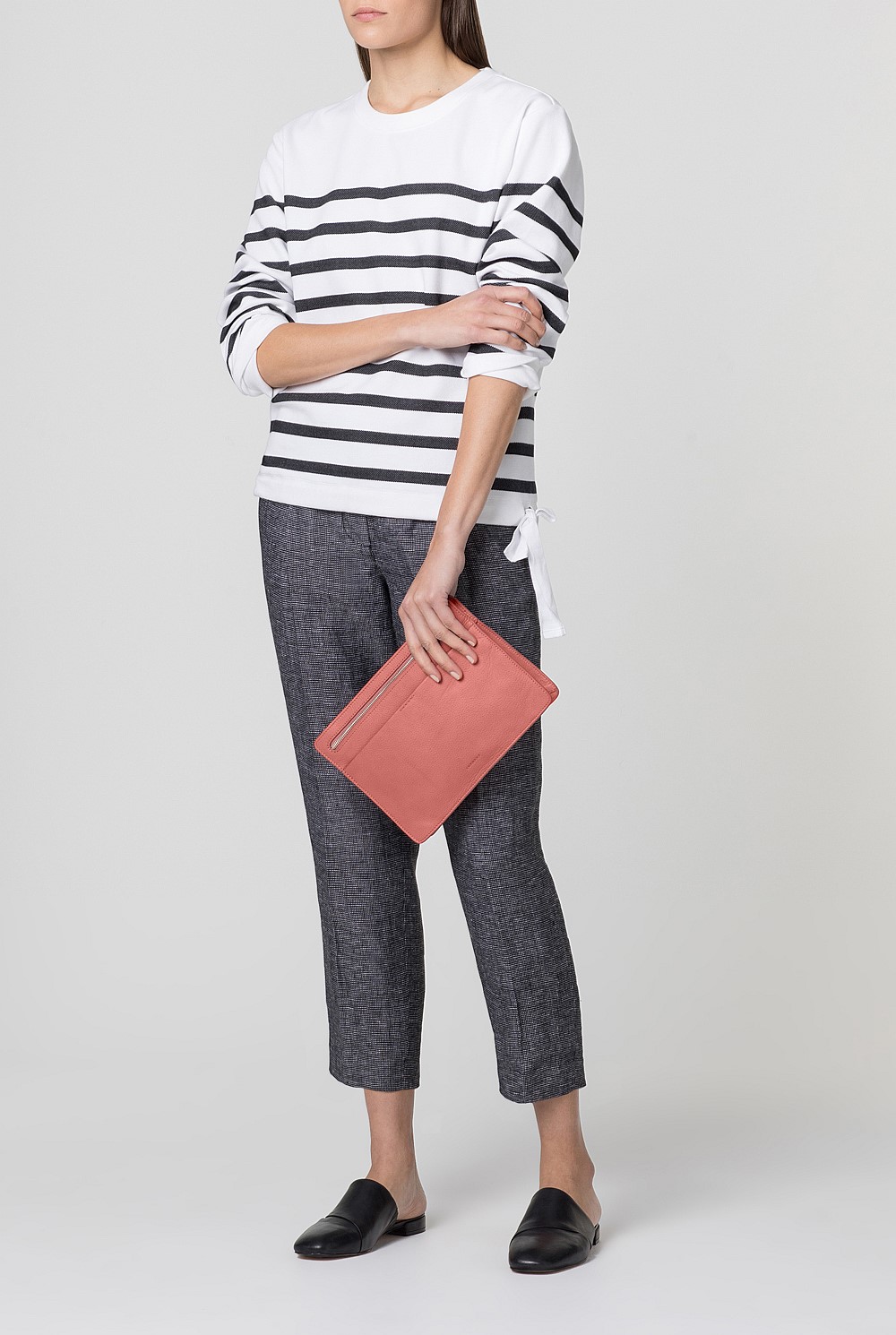 Textured Striped Tie Hem T-Shirt