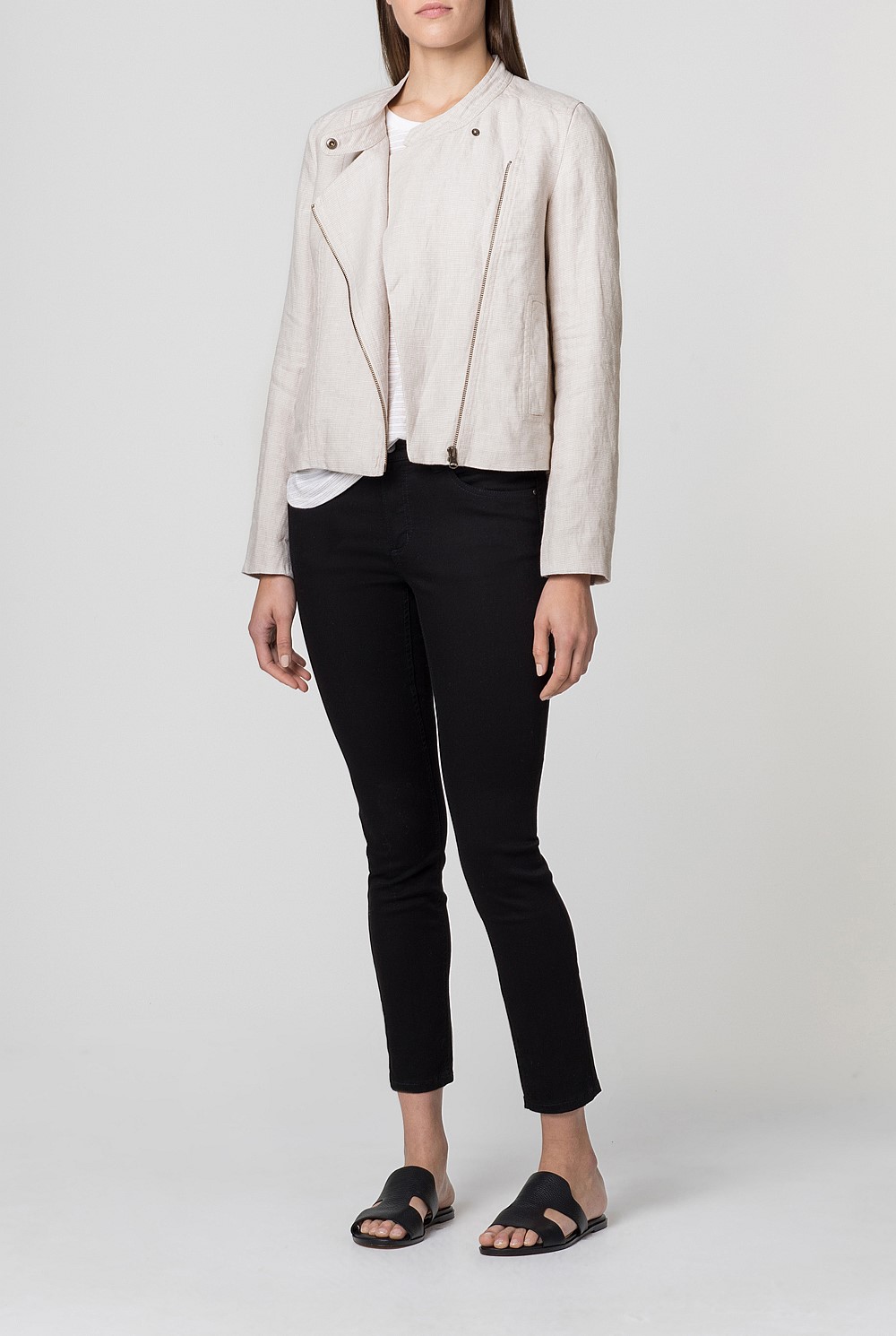 Linen Yarn Dyed Biker Jacket