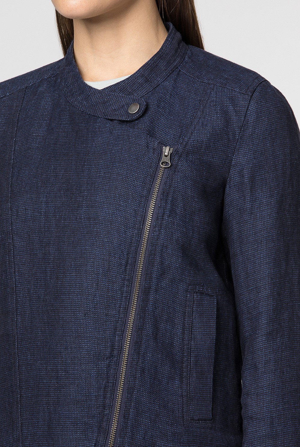 Linen Yarn Dyed Biker Jacket