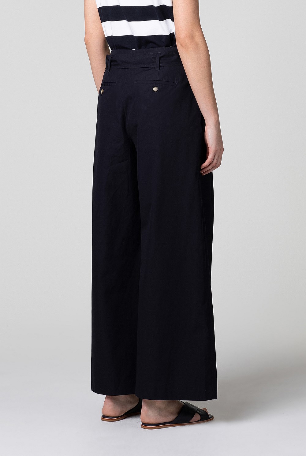 Tie Front Wide Leg Cotton Trouser