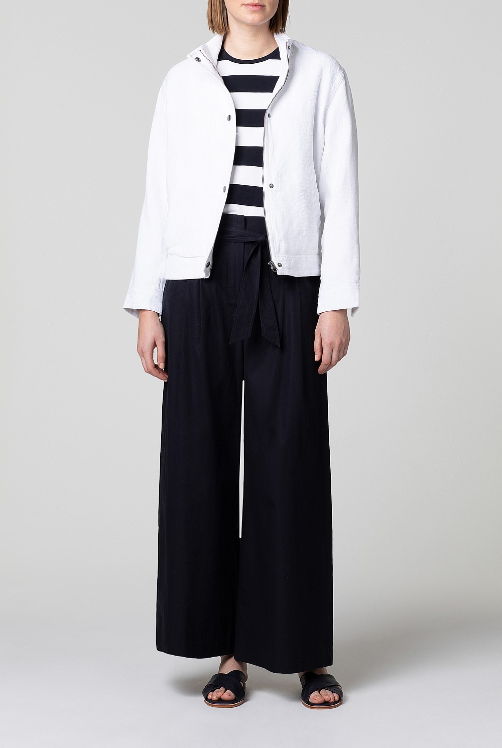 Tie Front Wide Leg Cotton Trouser