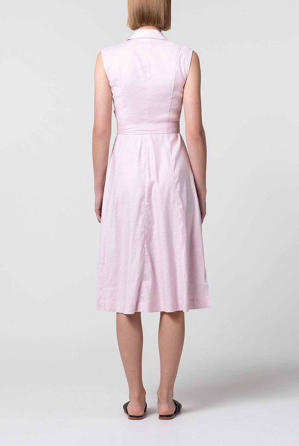 Stretch Linen Button Dress