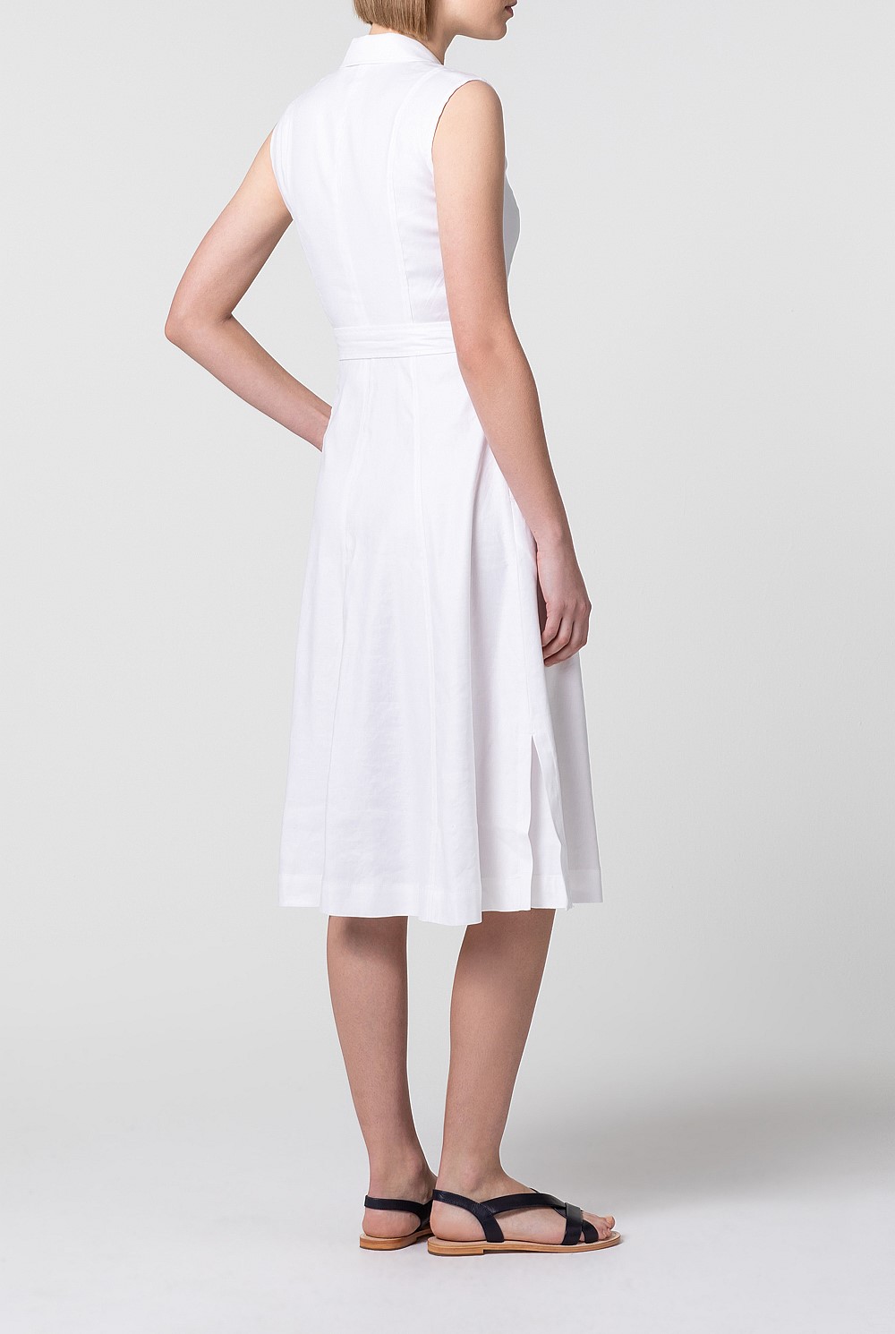 Stretch Linen Button Dress