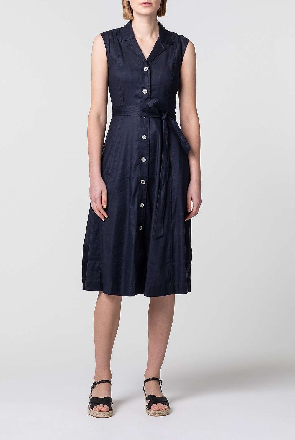 Stretch Linen Button Dress