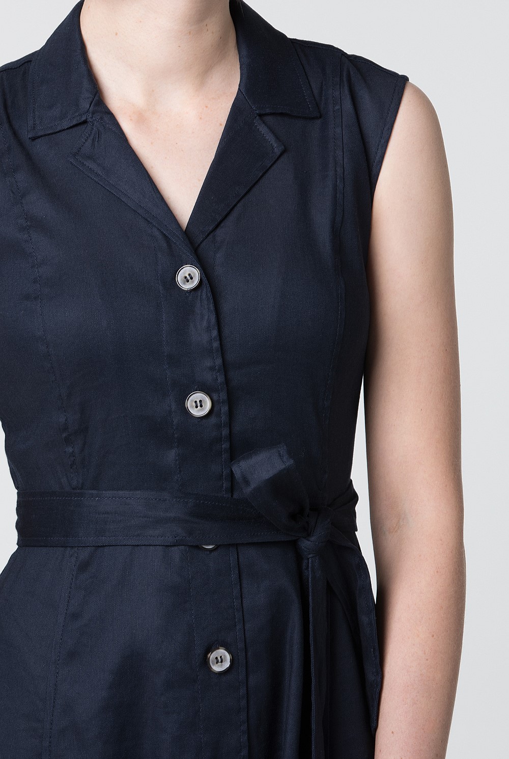 Stretch Linen Button Dress