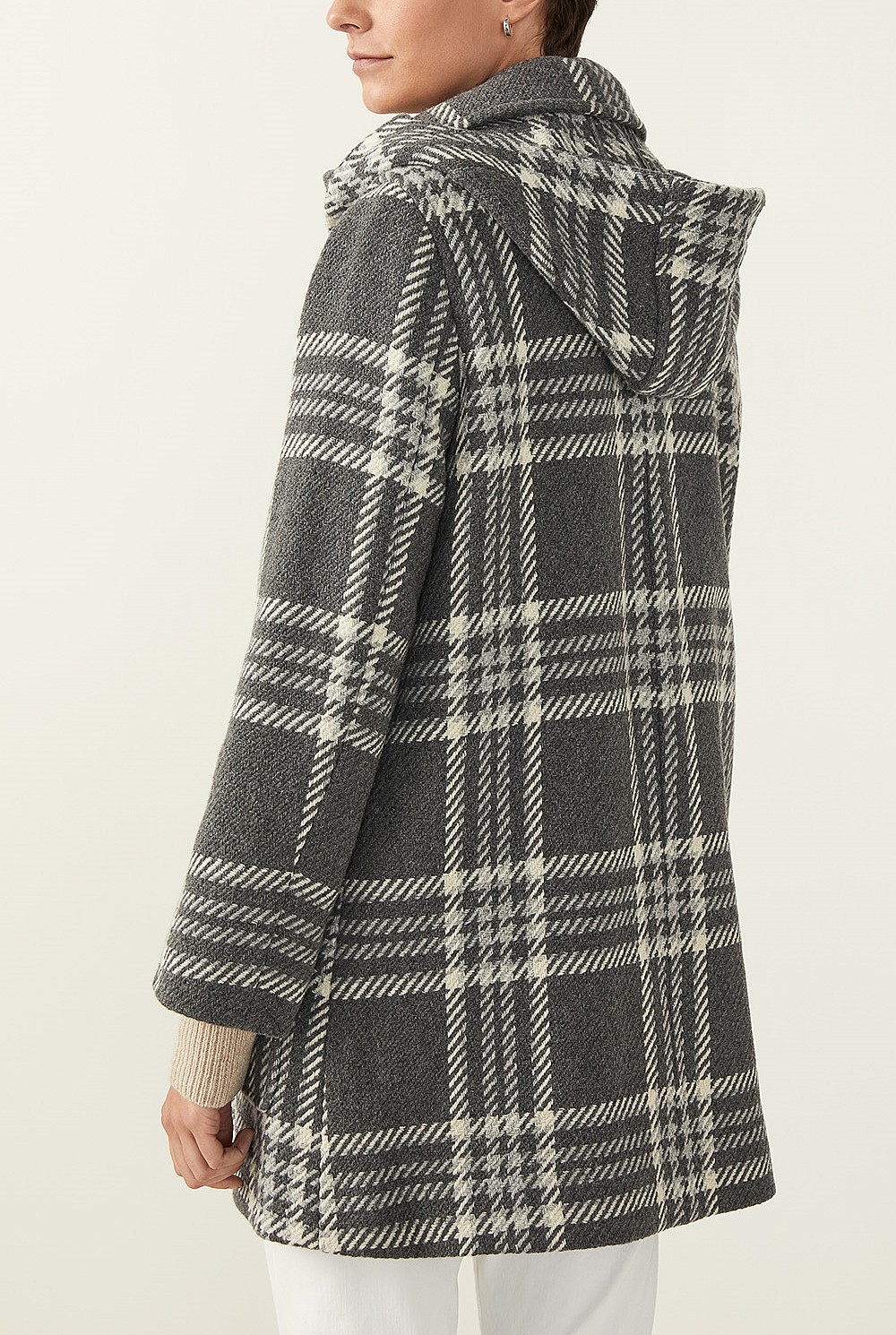 Check Wool Blend Duffle Coat
