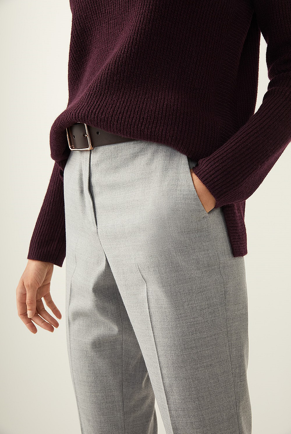 Wool Blend Flannel Tailored Trouser