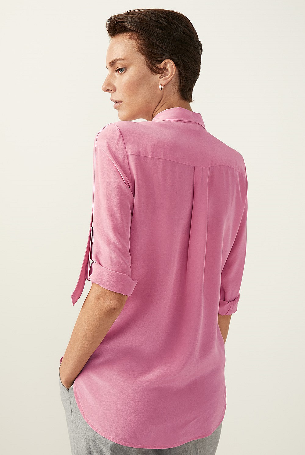 Silk Tab Sleeve Shirt