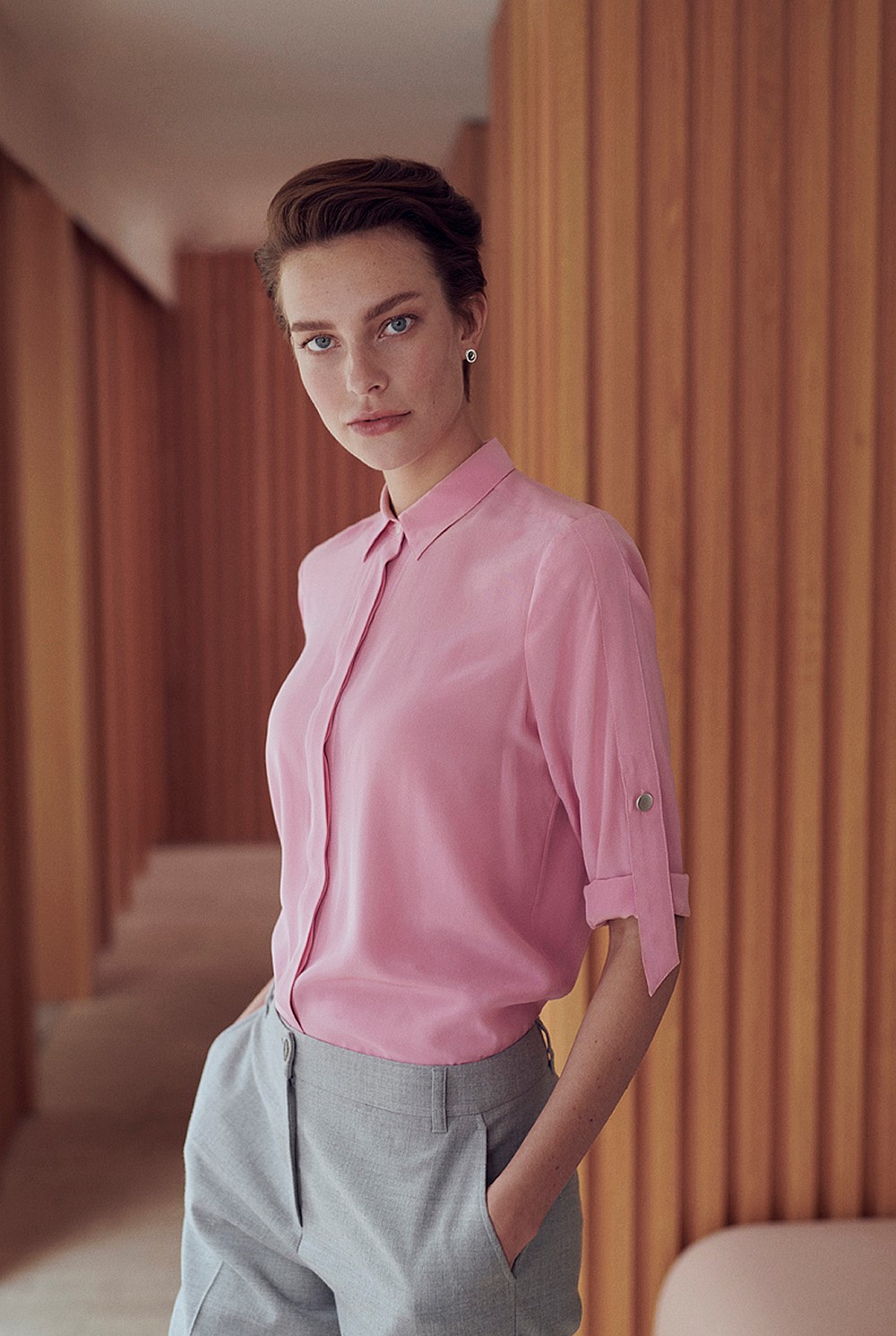 Silk Tab Sleeve Shirt