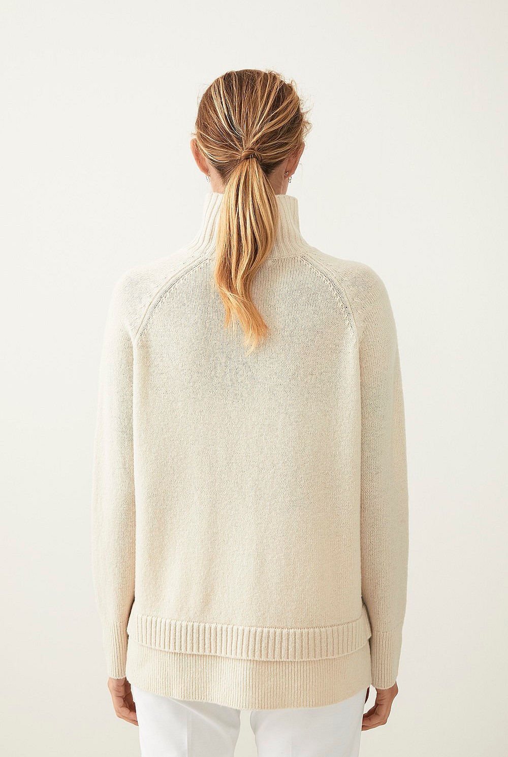 Double Hem Wool Roll Neck Knit