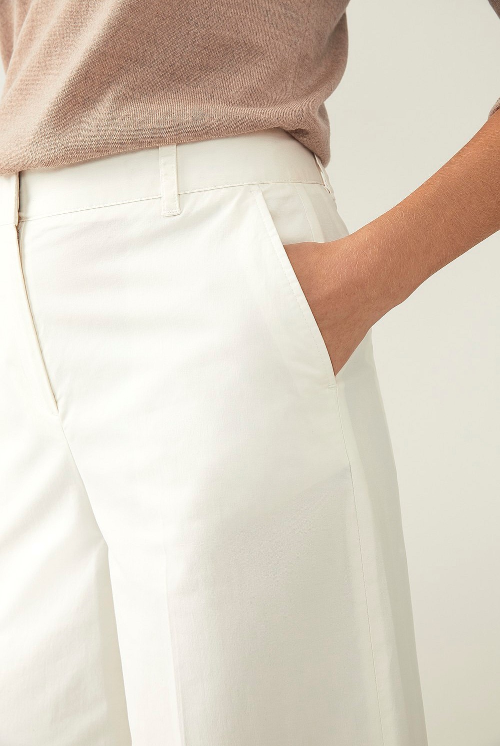 Cotton Twill Wide Leg Pant