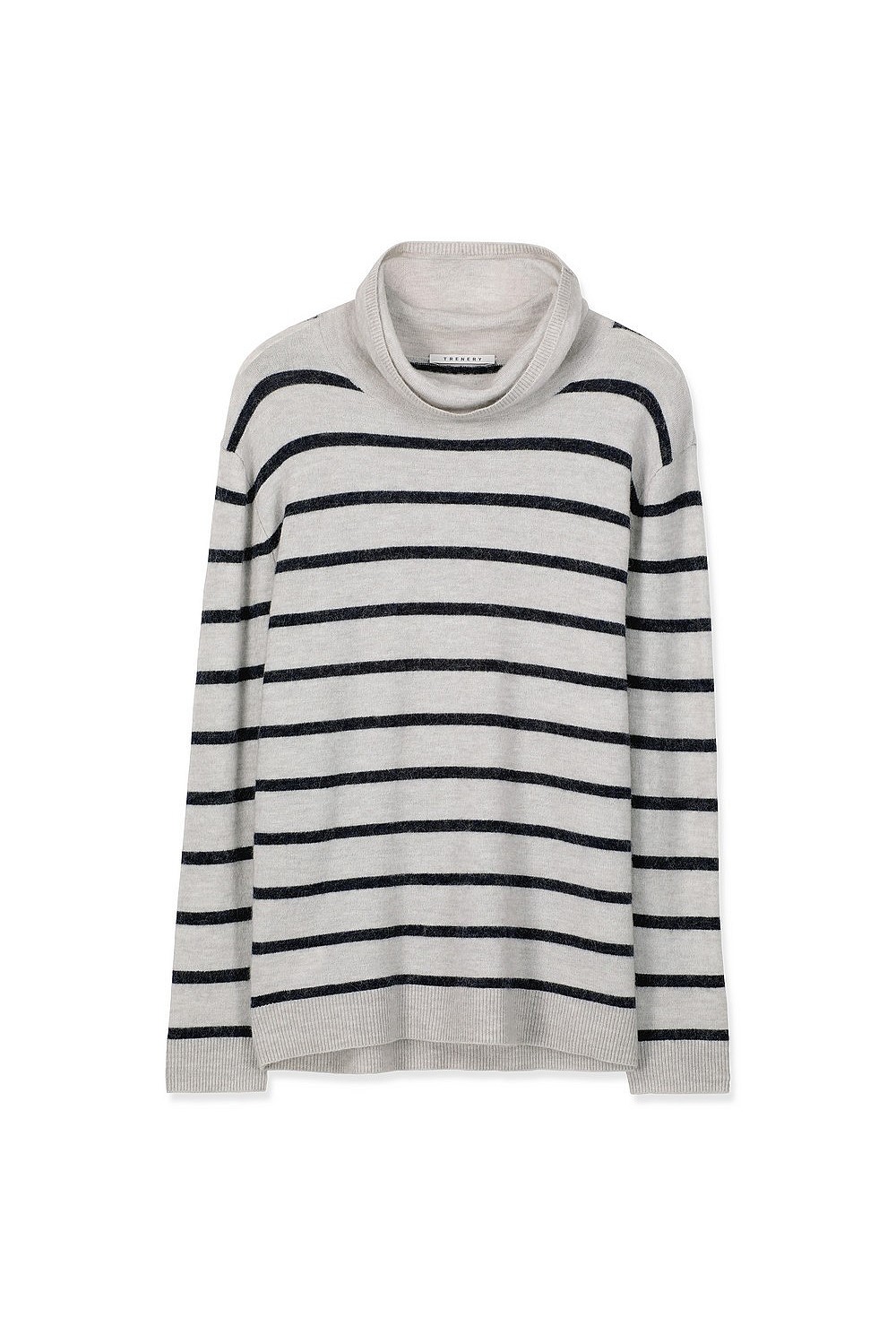 Soft Stripe Merino Blend Roll Neck