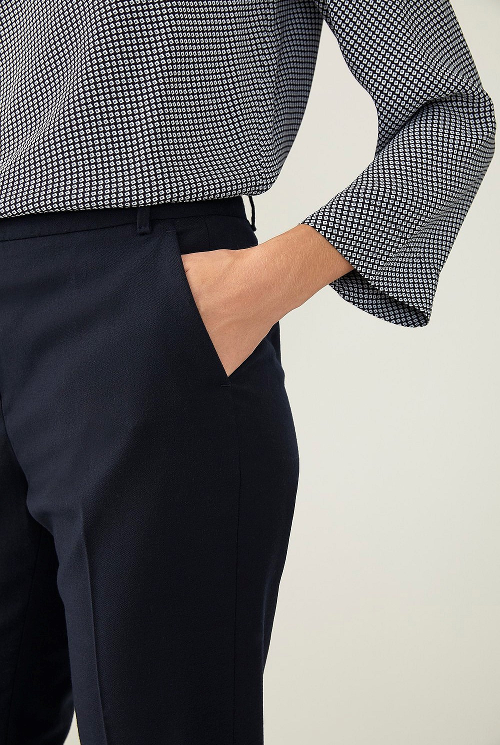 Wool Blend Flannel Tailored Trouser