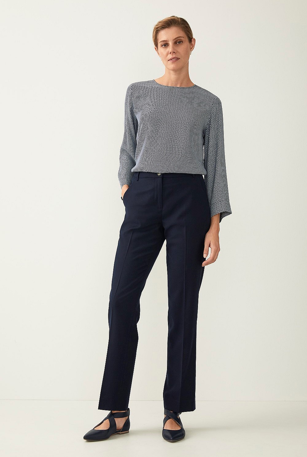 Wool Blend Flannel Tailored Trouser