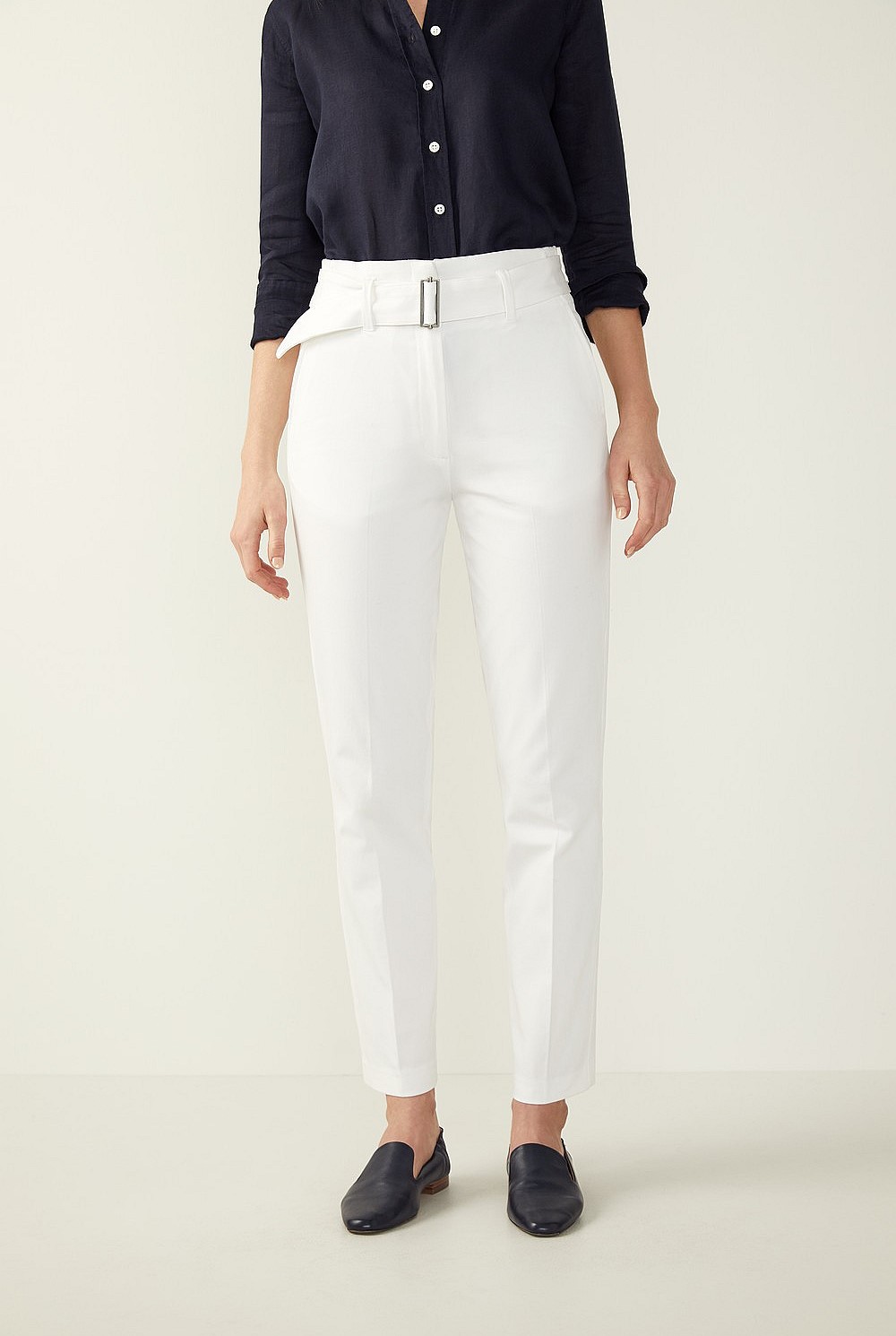 Bi Stretch Belted Cotton Pant