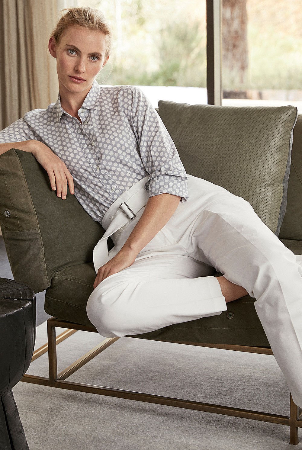 Bi Stretch Belted Cotton Pant