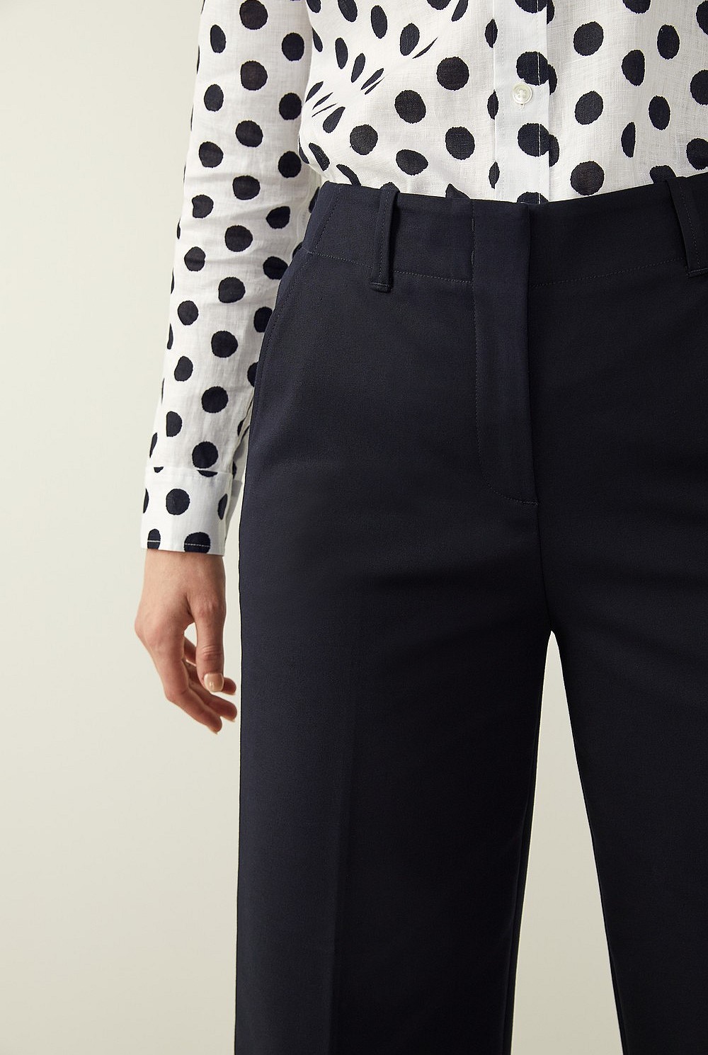 Cotton Stretch Wide Leg Pant