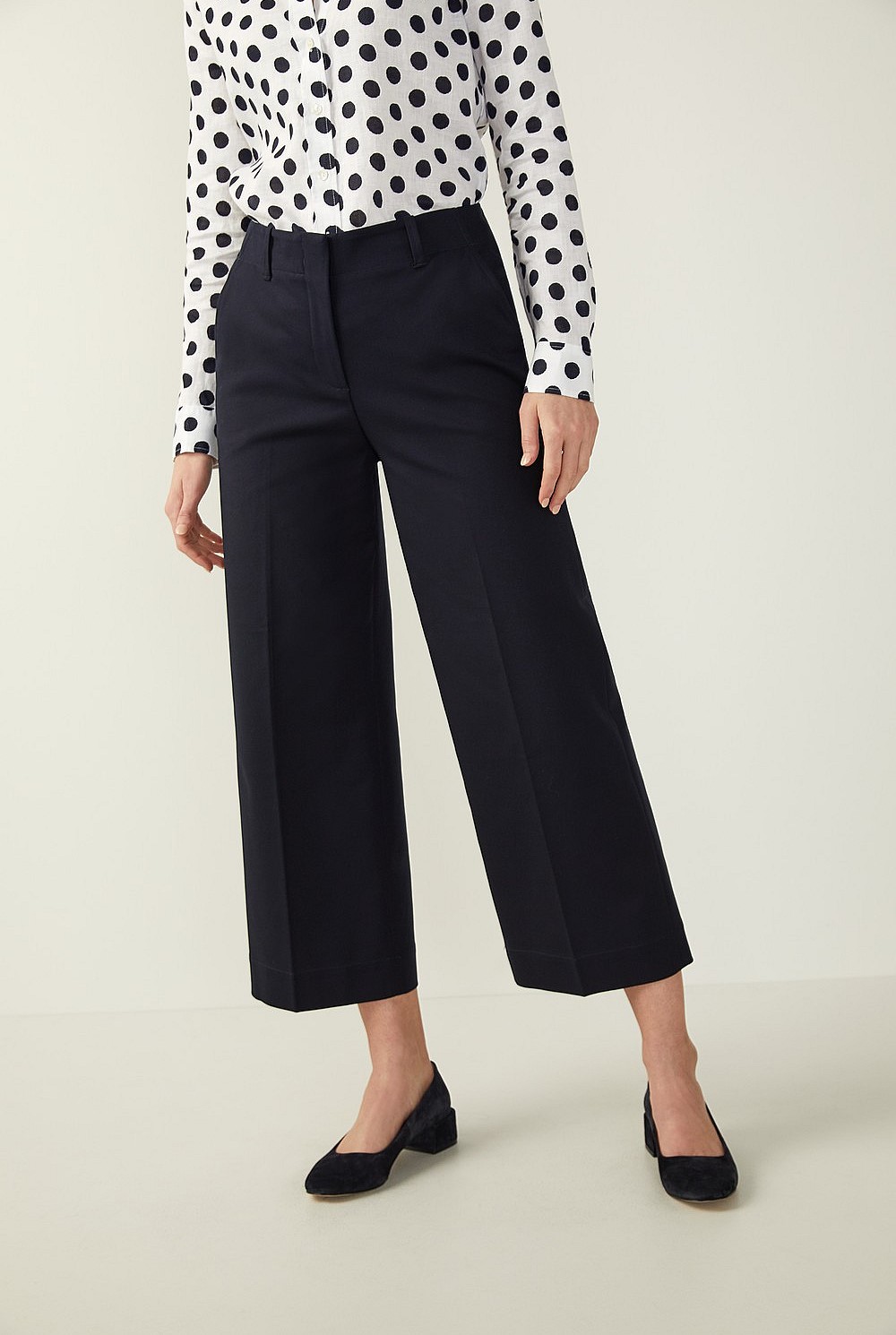 Cotton Stretch Wide Leg Pant