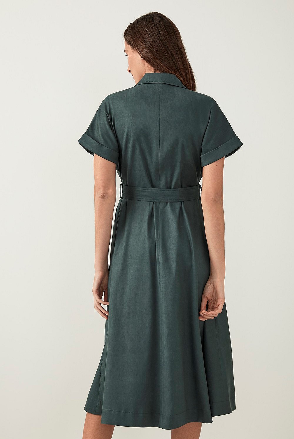 Stretch Linen Wrap Front Dress