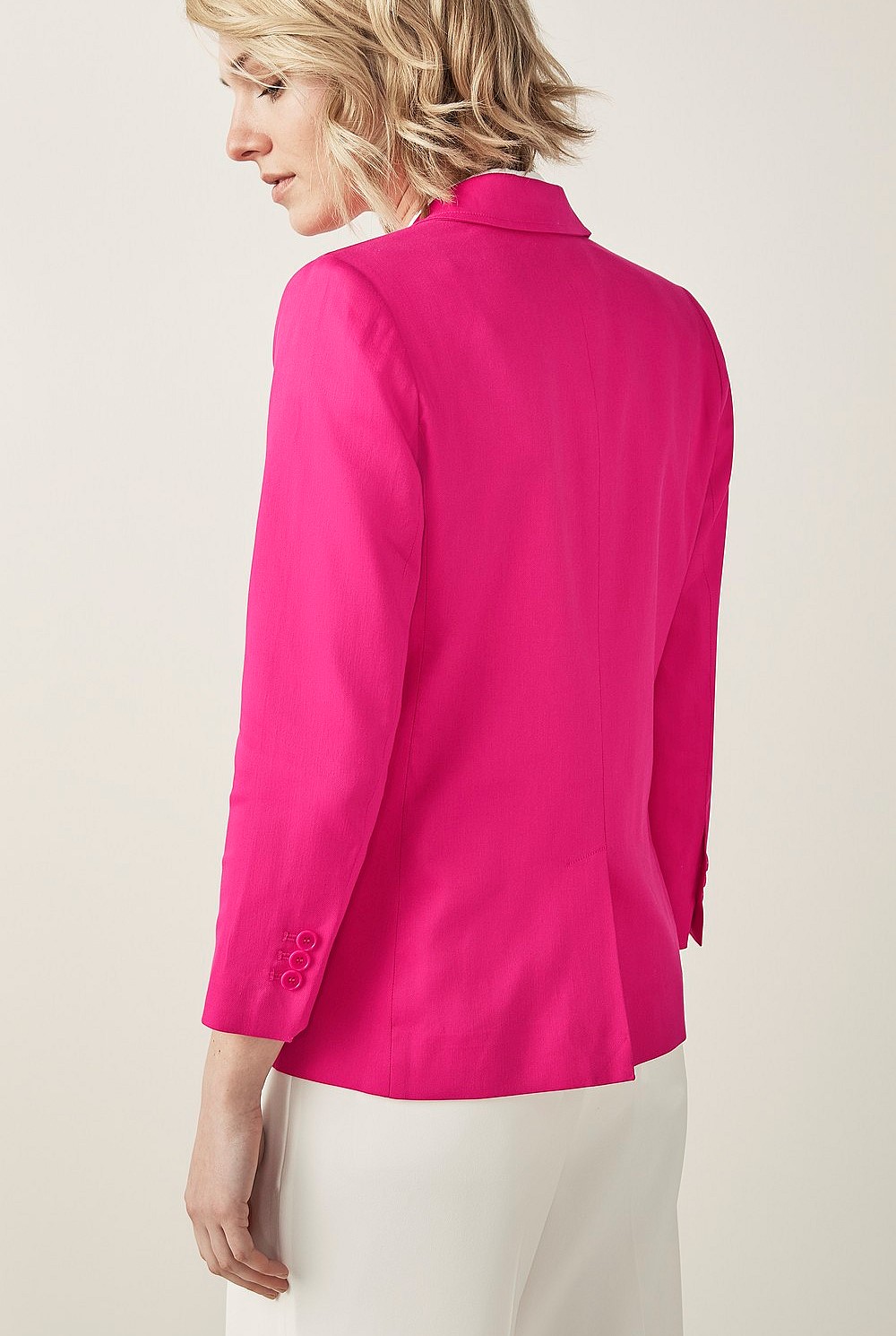 Cotton Blend Crop Sleeve Blazer