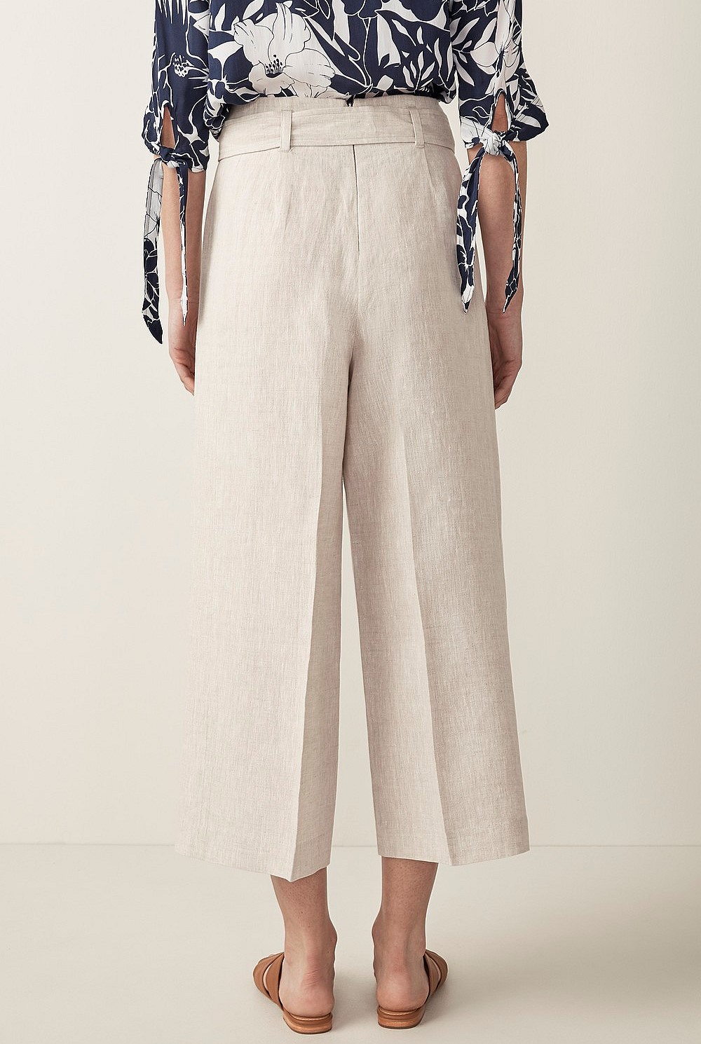 Linen Wide Leg Crop Trouser