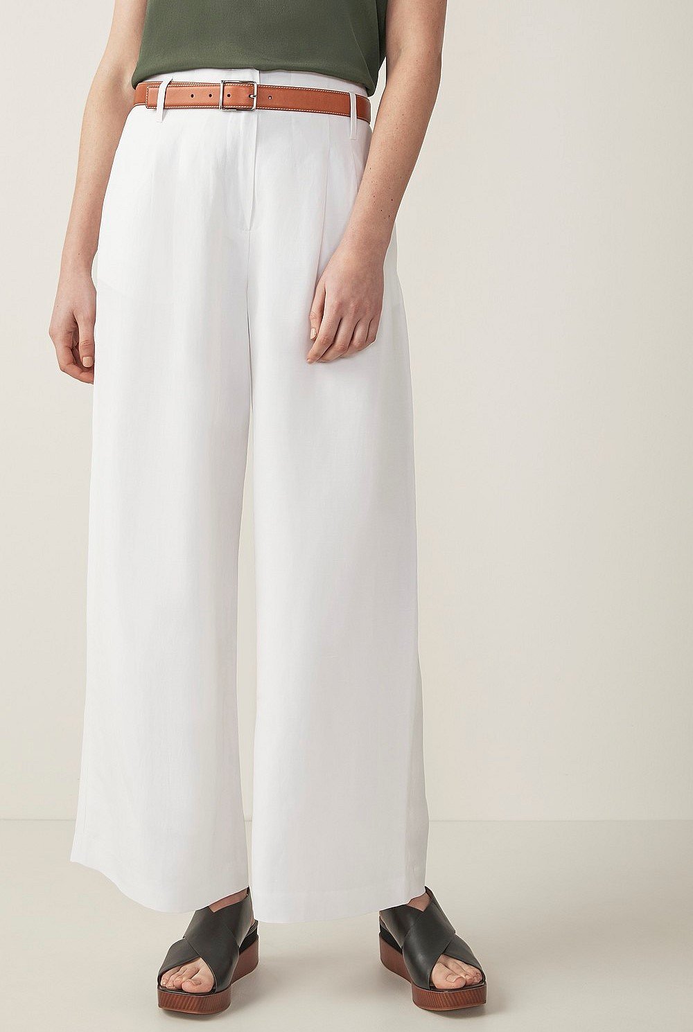 Cupro Belted Wide Leg Pant