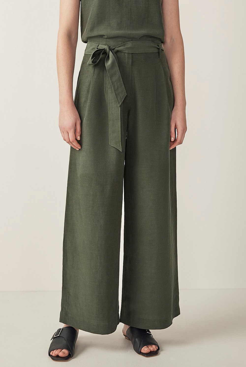 Cupro Belted Wide Leg Pant