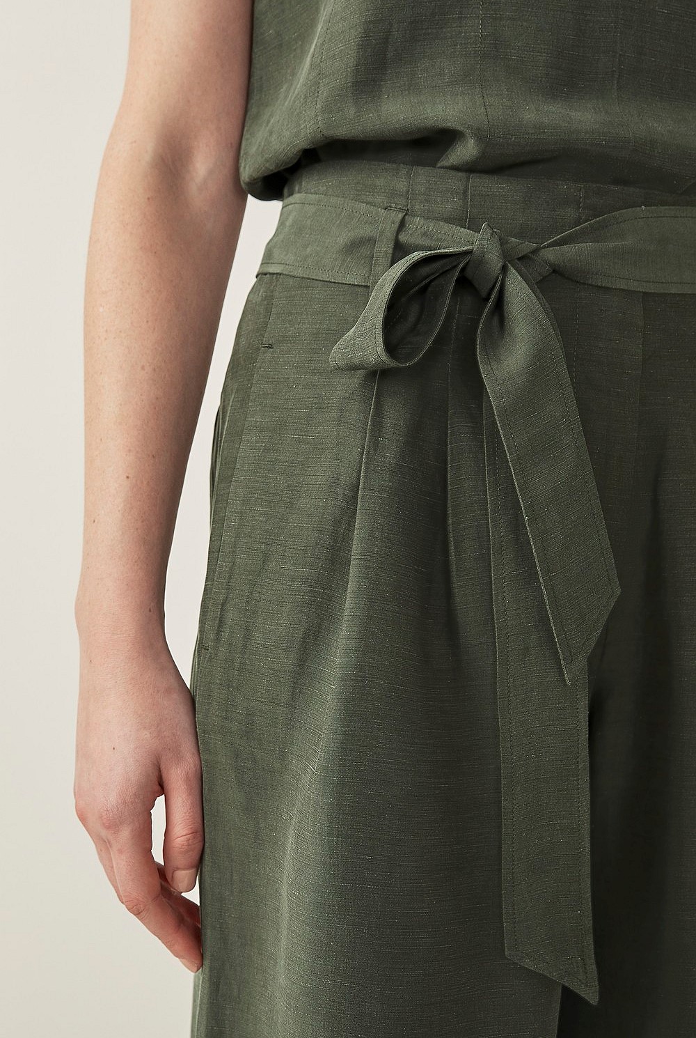 Cupro Belted Wide Leg Pant