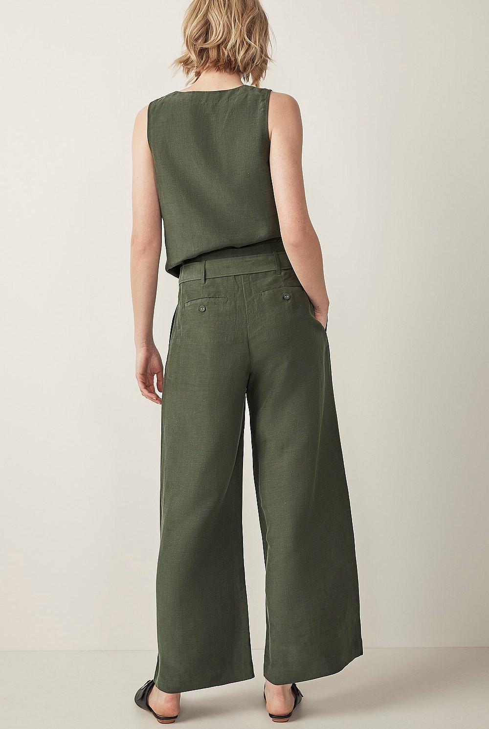 Cupro Belted Wide Leg Pant