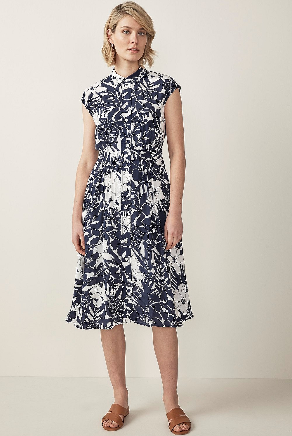 Silk Blend Tropical Dress