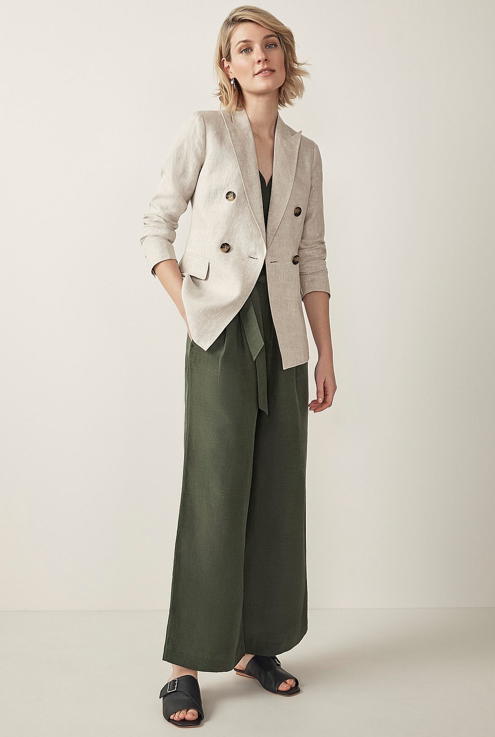 Linen Cupro V-Neck Top