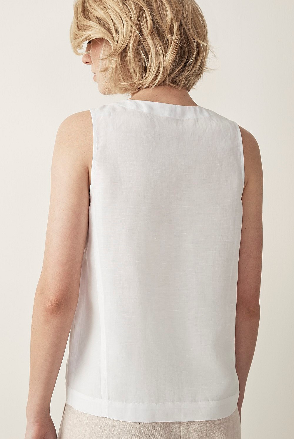 Linen Cupro V-Neck Top
