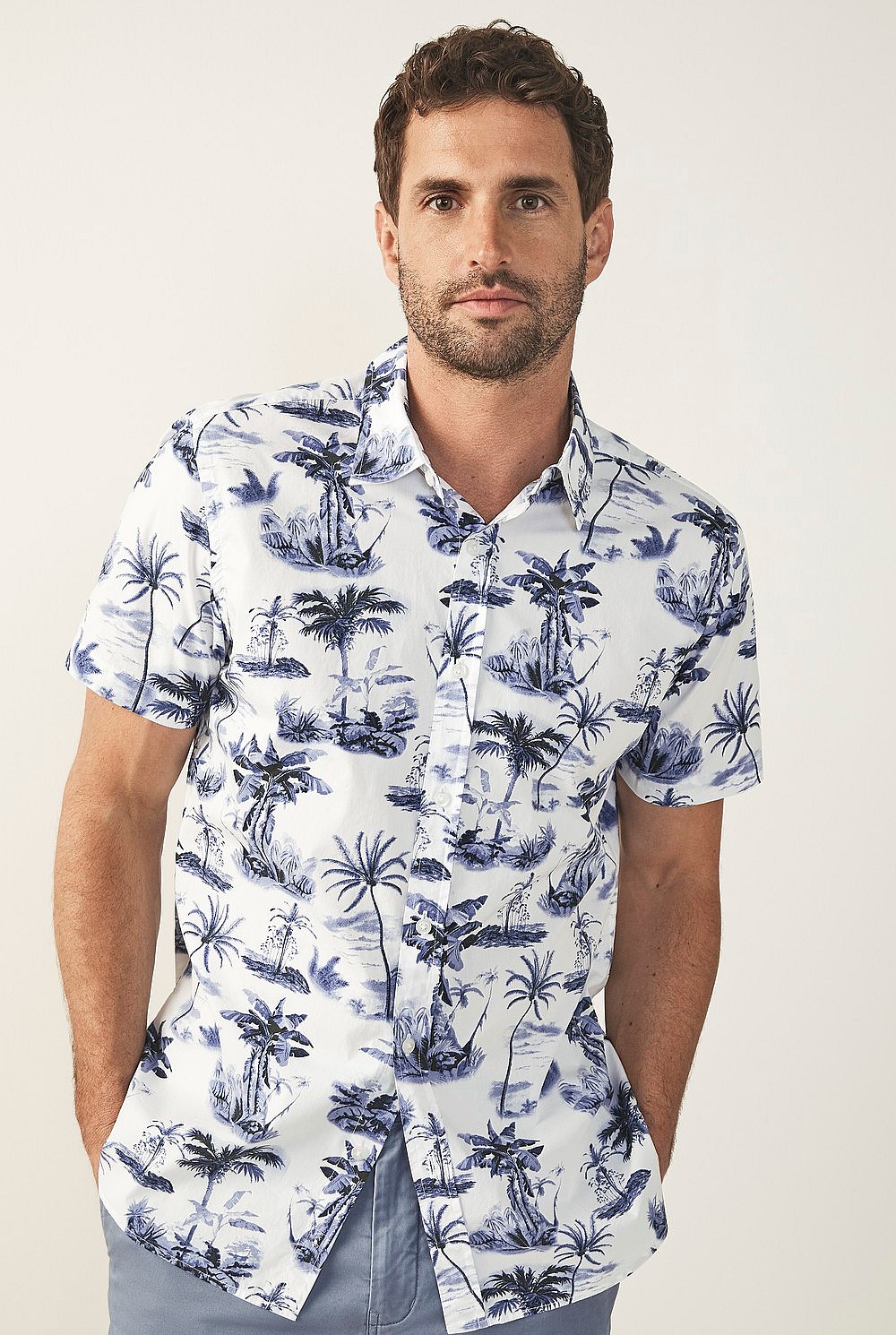 Island Print Short Sleeve Shirt