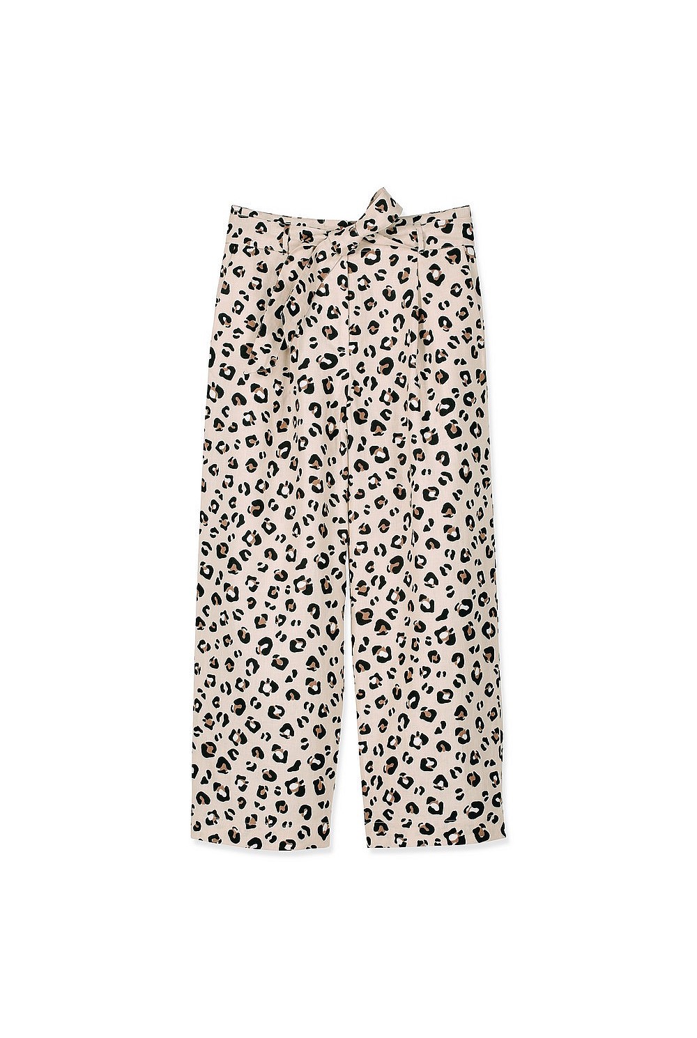 Linen Leopard Tie Front Pant