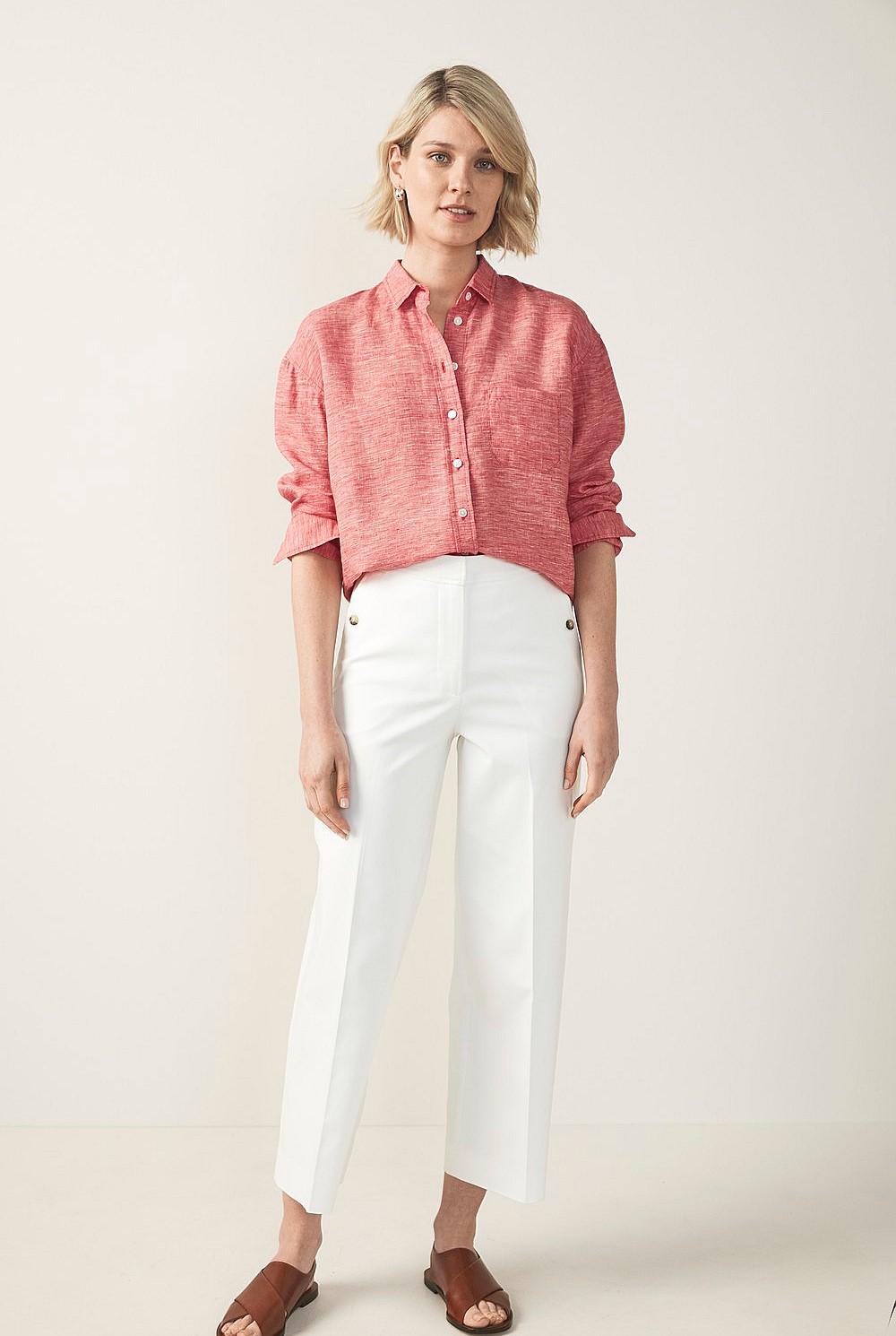 Cotton Stretch Button Detail Pant