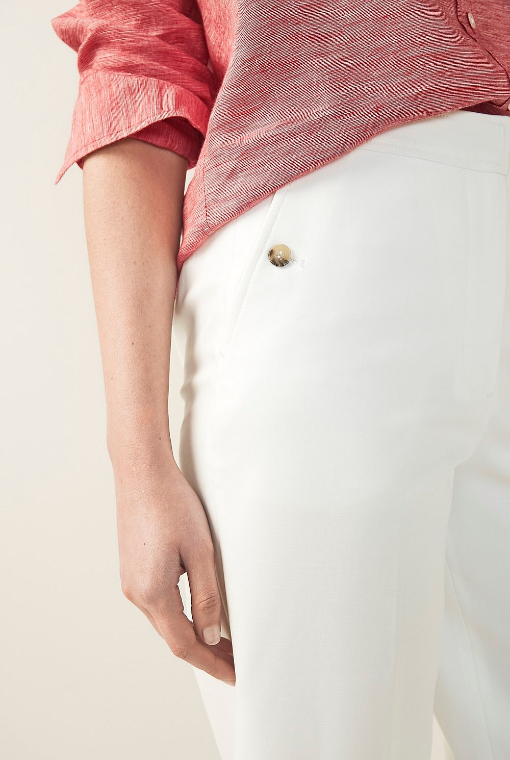 Cotton Stretch Button Detail Pant