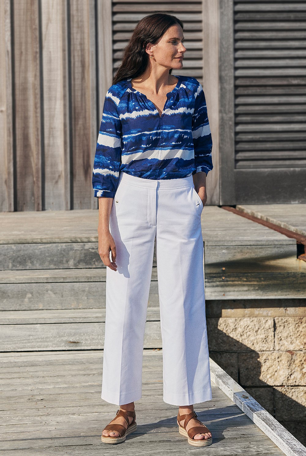 Cotton Stretch Button Detail Pant