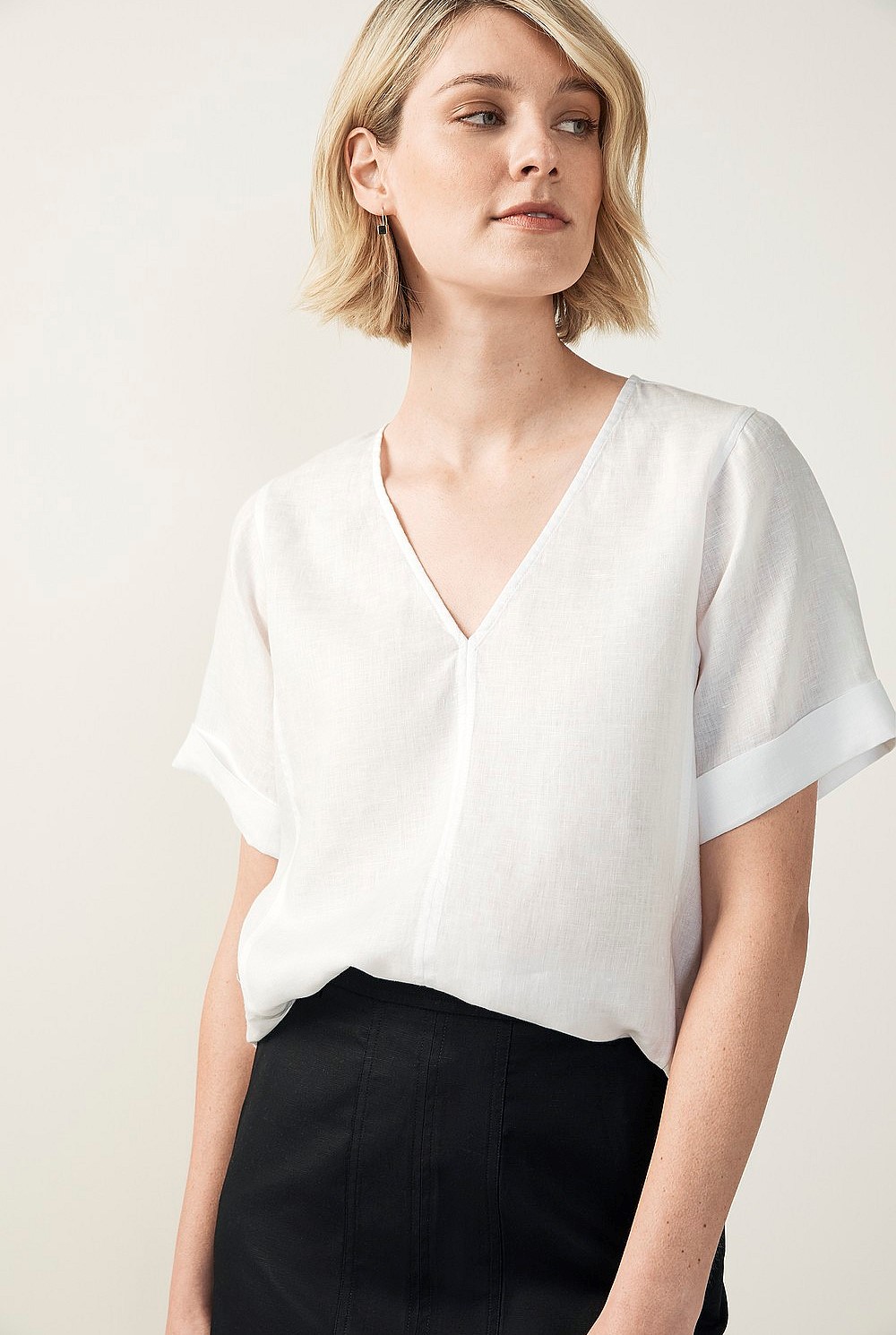 Linen Seam Front Top