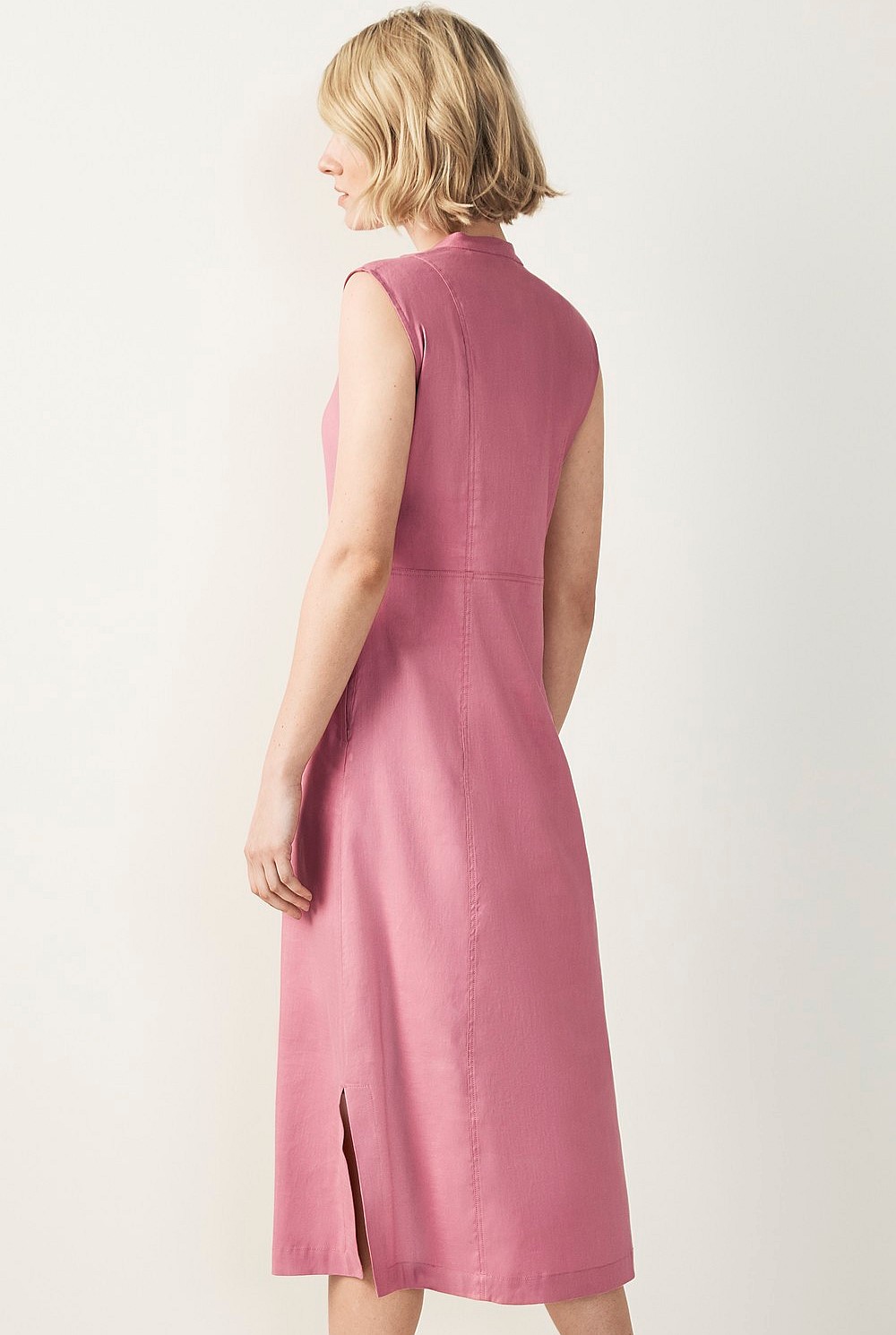 Stretch Linen Half Placket Dress