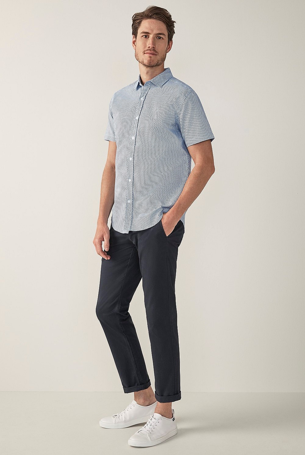 Chambray Ocean Print Shirt