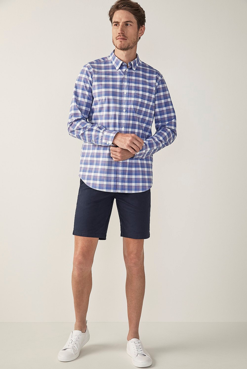 Cotton Slub Gingham Shirt
