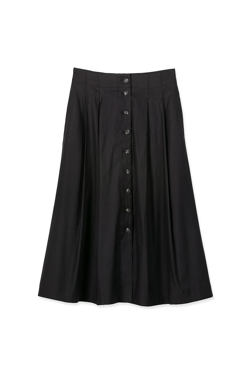Stretch Linen Pleat Front Skirt