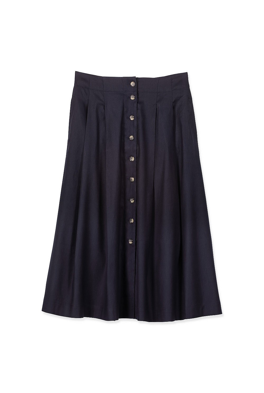 Stretch Linen Pleat Front Skirt