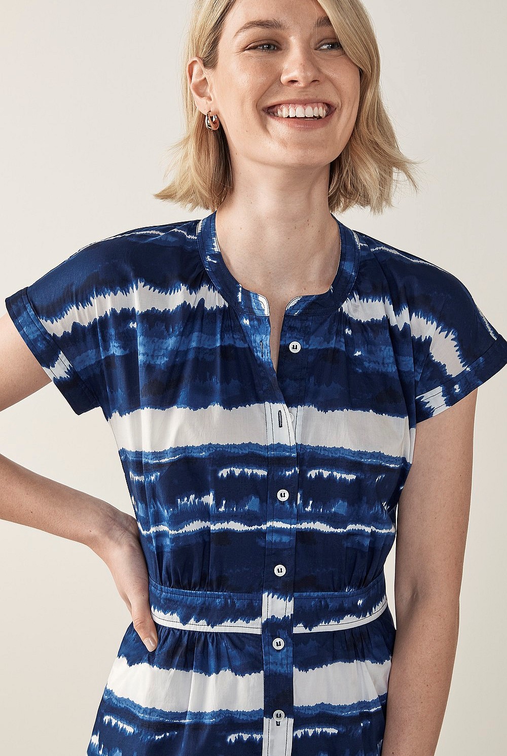 Cotton Voile Blur Stripe Dress