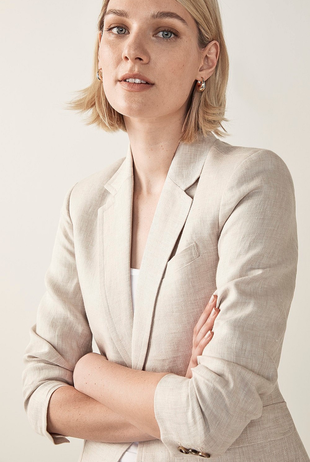 Linen Yarn Dyed Twill Blazer