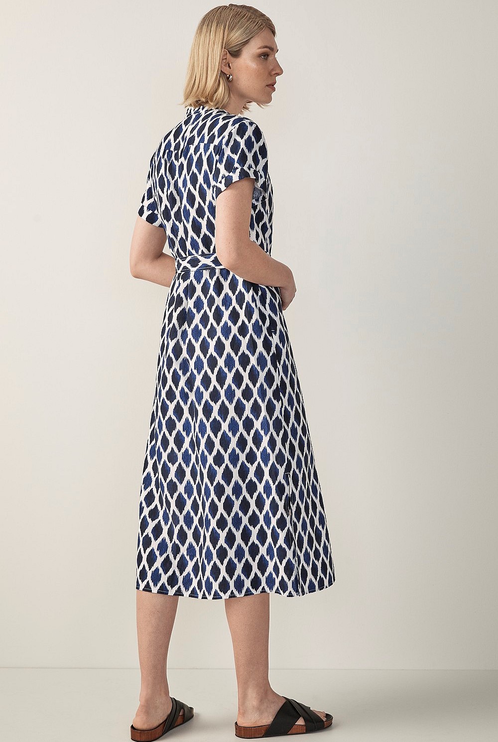 Linen Ikat Diamond Shirt Dress