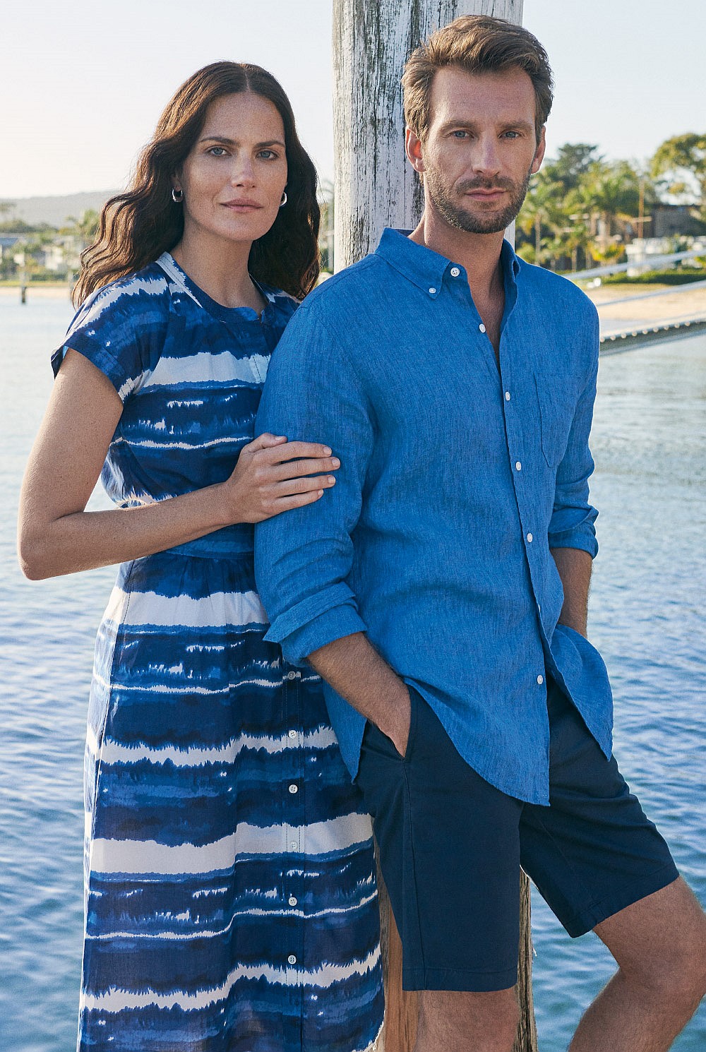 Linen Ikat Diamond Shirt Dress