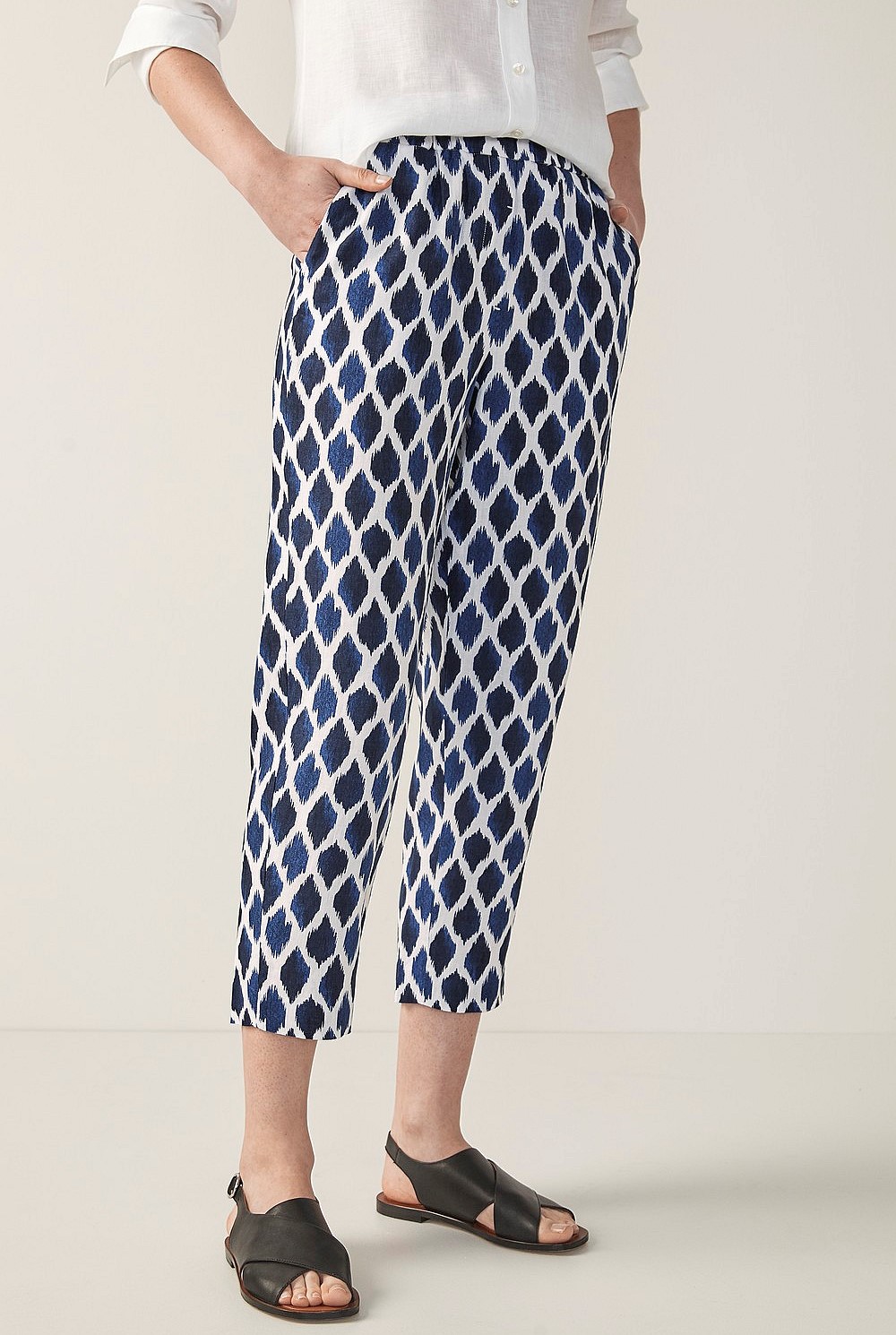 Linen Ikat Print Pant