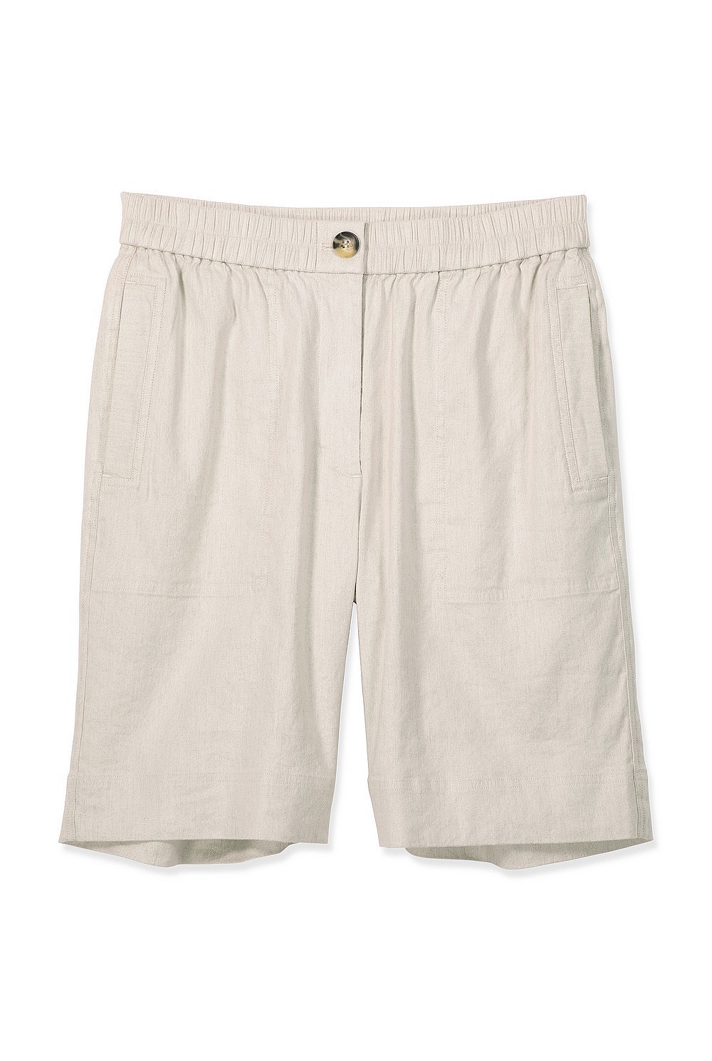 Yarn Dyed Stretch Linen Pull On Short