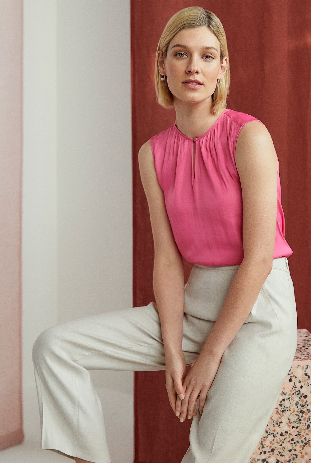 Gathered Neck Shell Top